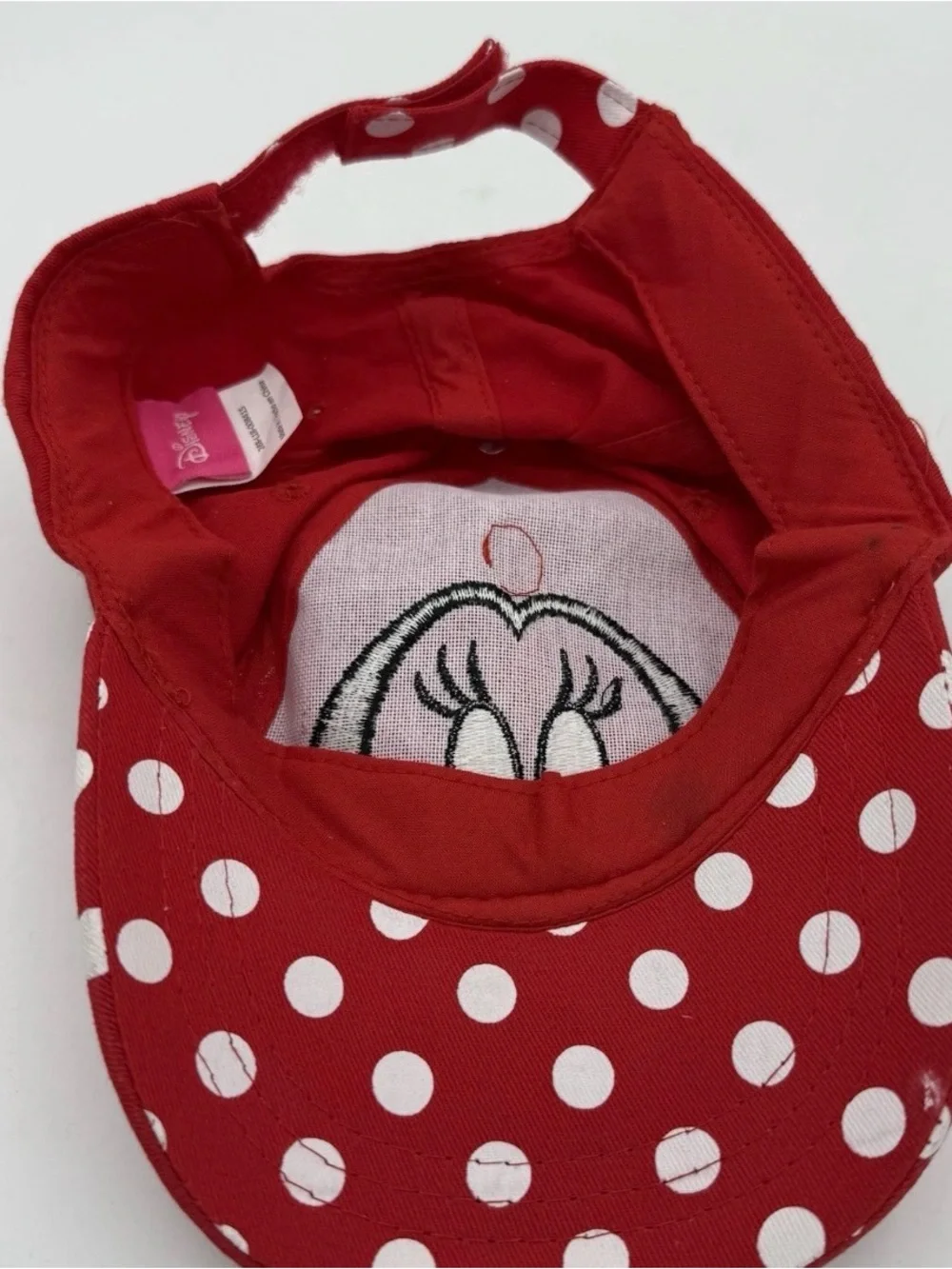 Minnie Mouse Disney Childs Hat Red with Polka Dots & Black Ears Adjustable